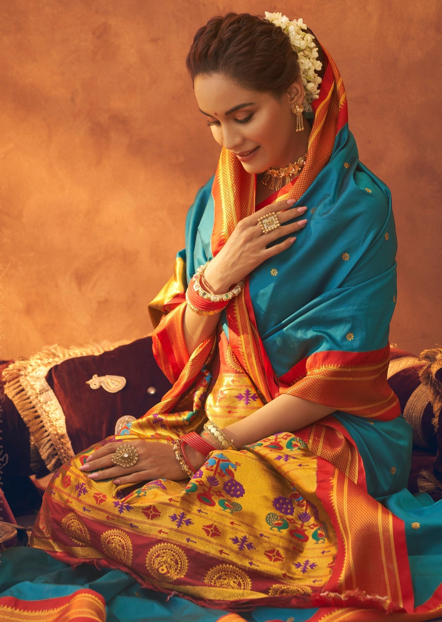 Pure Paithani Silk Blue Handloom Saree