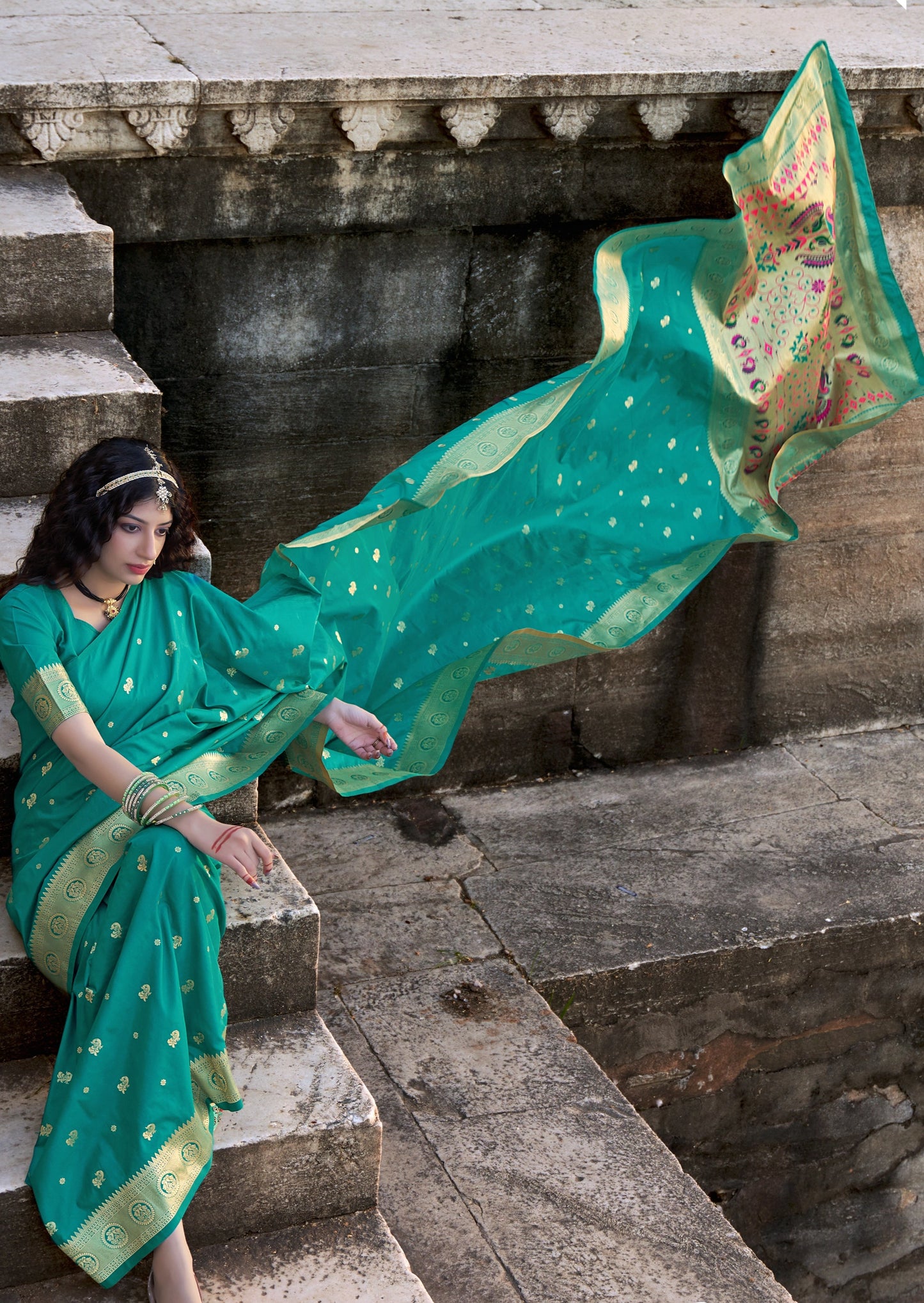 Pure Paithani Silk Green Wedding Saree