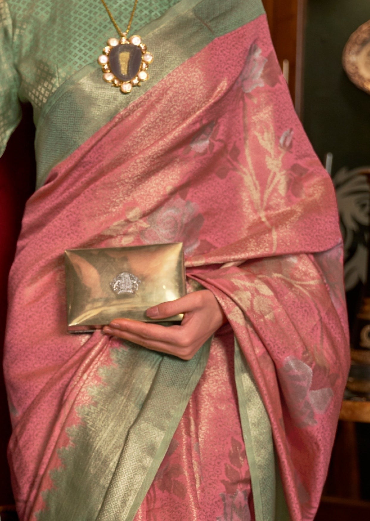 Blush Pink Kanjivaram Silk Saree