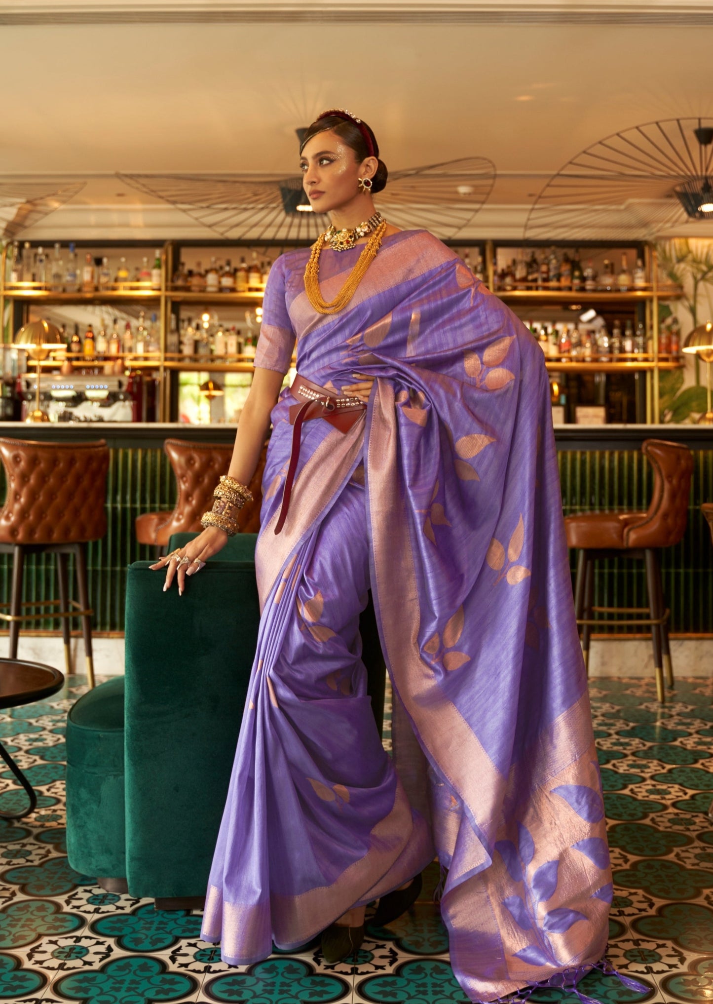 Pure Tussar Silk Purple Saree