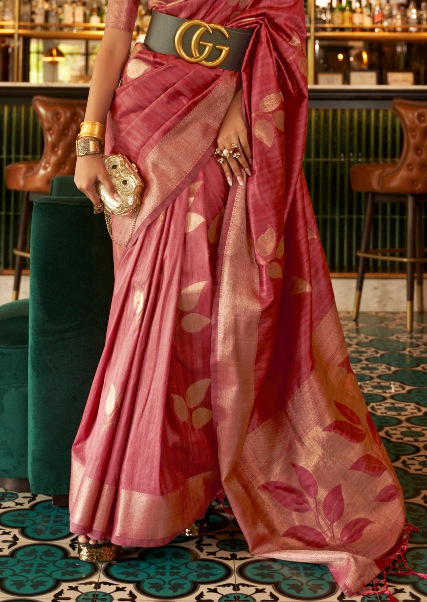 Pure Tussar Silk Handloom Saree (Red)