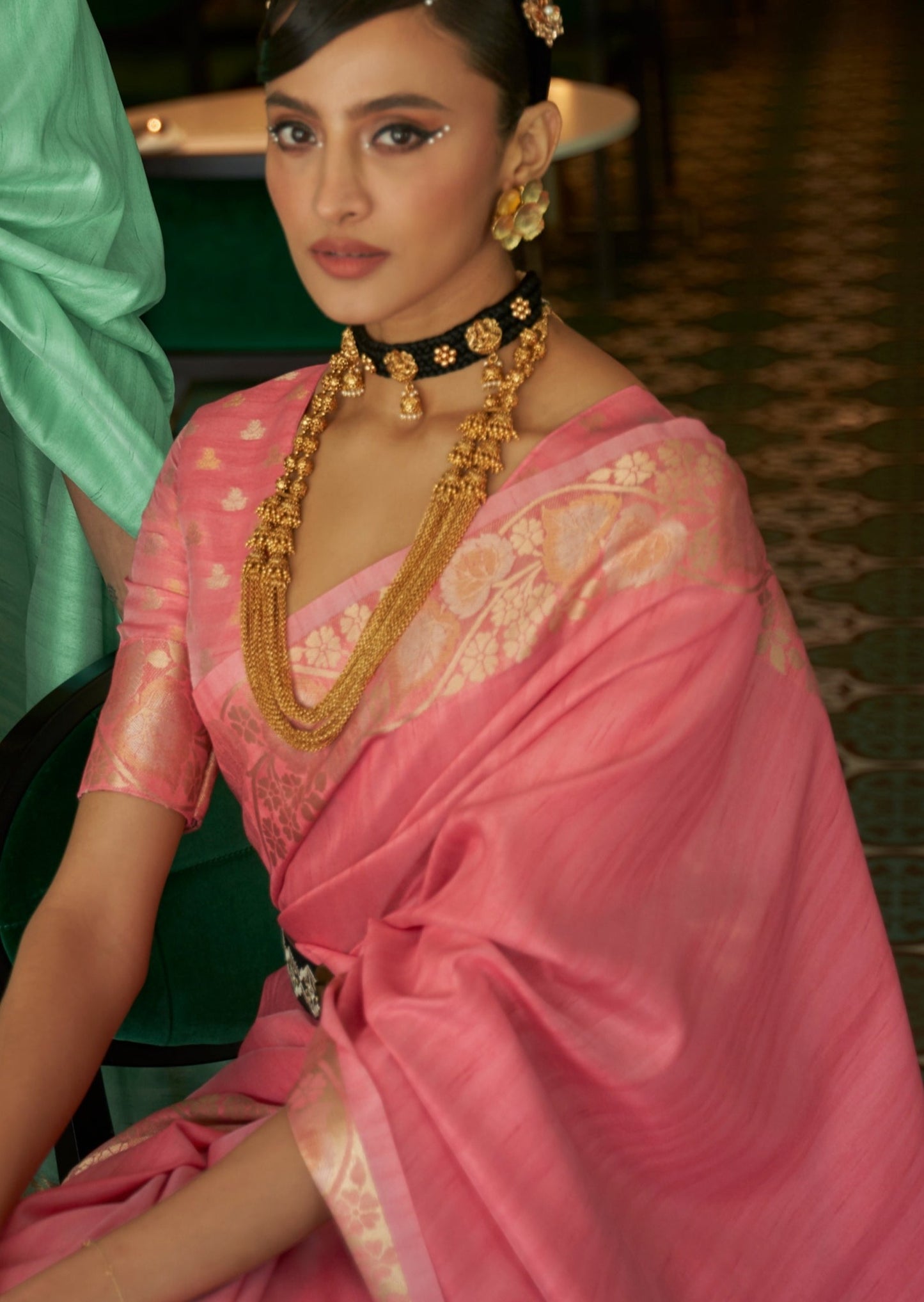Pure Tussar Silk Handloom Pink Saree