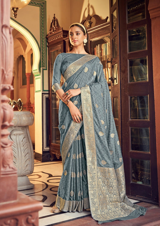 Banarasi Satin Silk Grey Saree