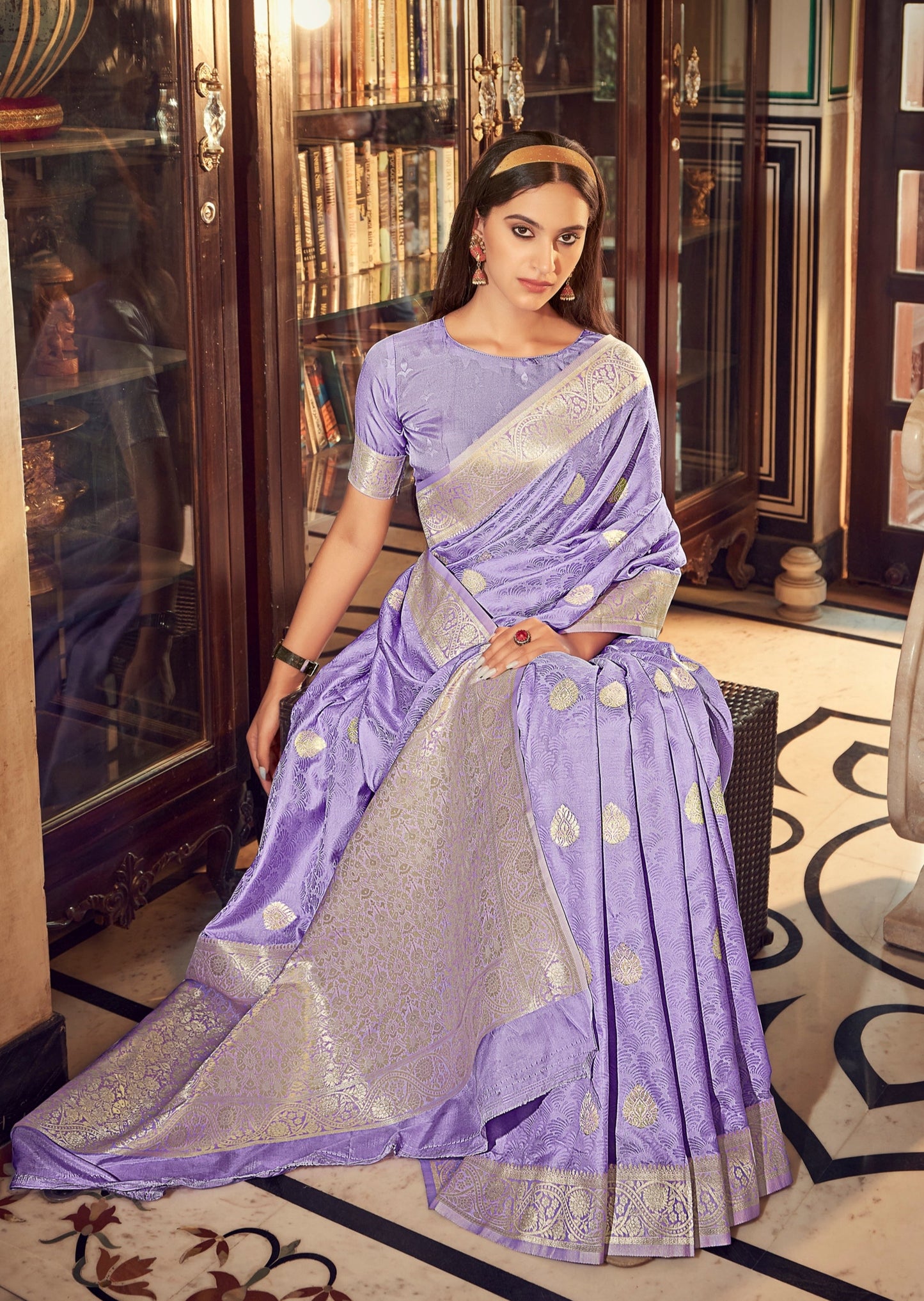 Banarasi Satin Silk Purple Saree