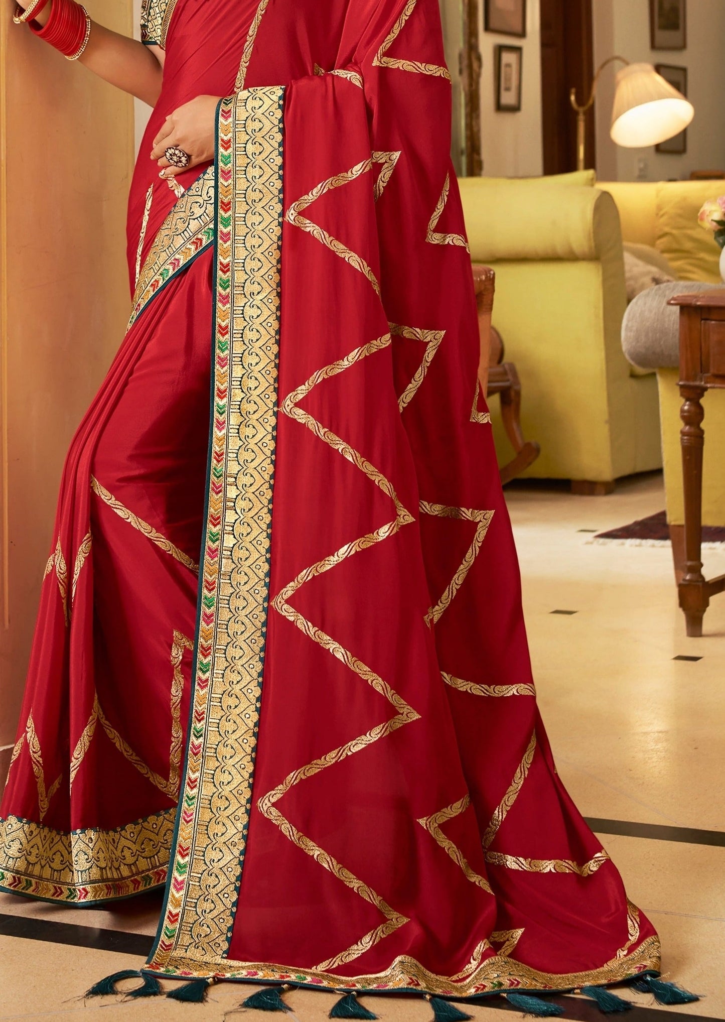 Abira Silk Crimson Red Bridal Saree