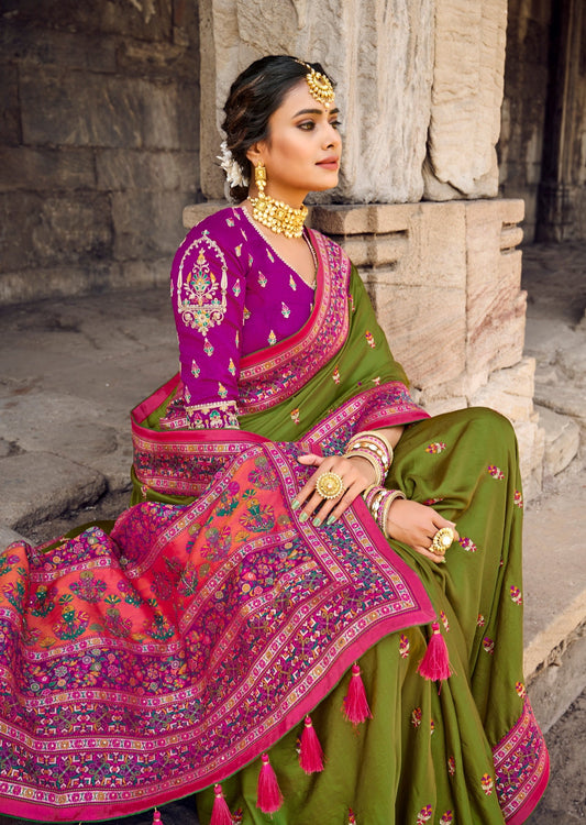 Green Patola saree