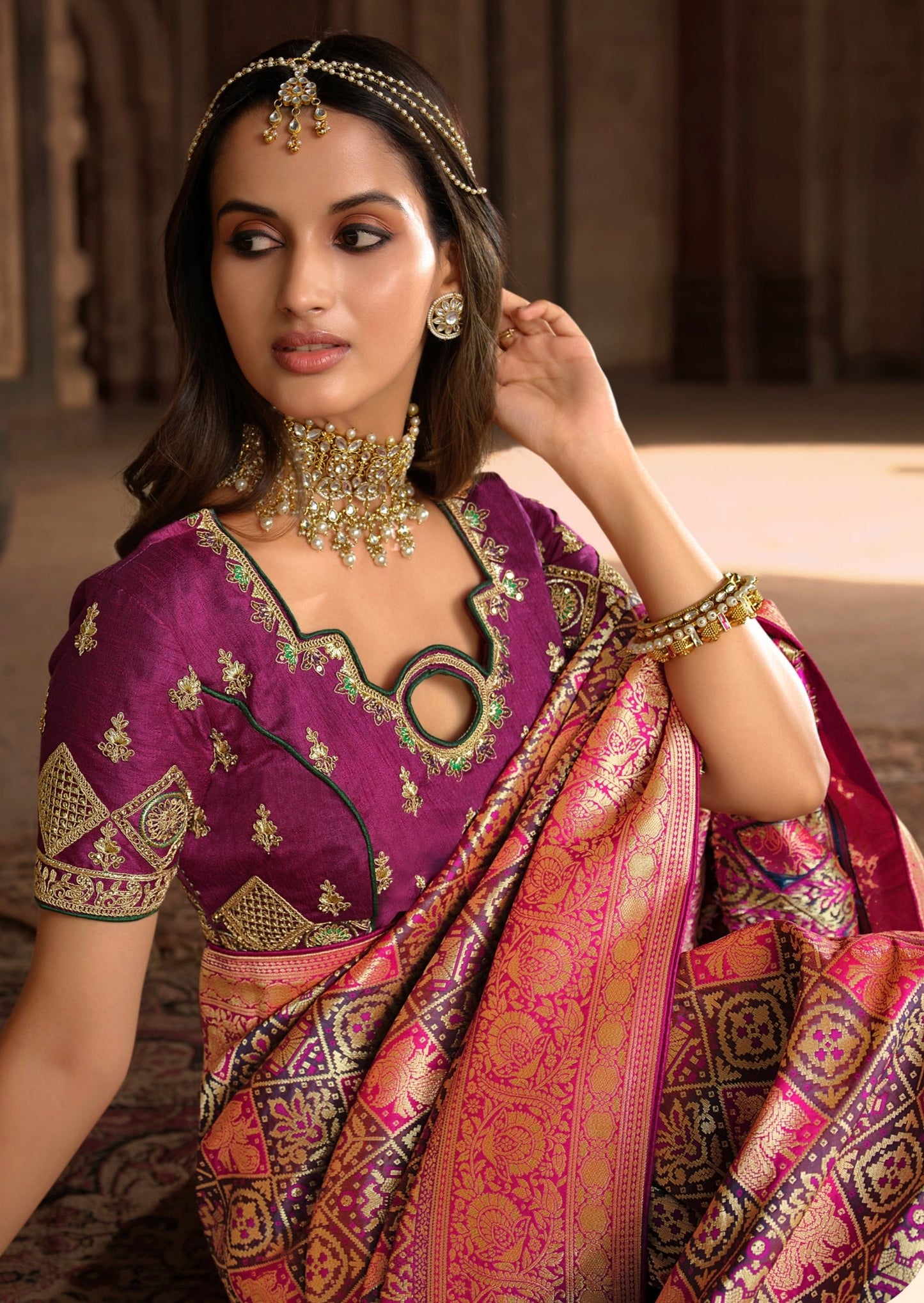 Magenta Pink Banarasi Patola Saree