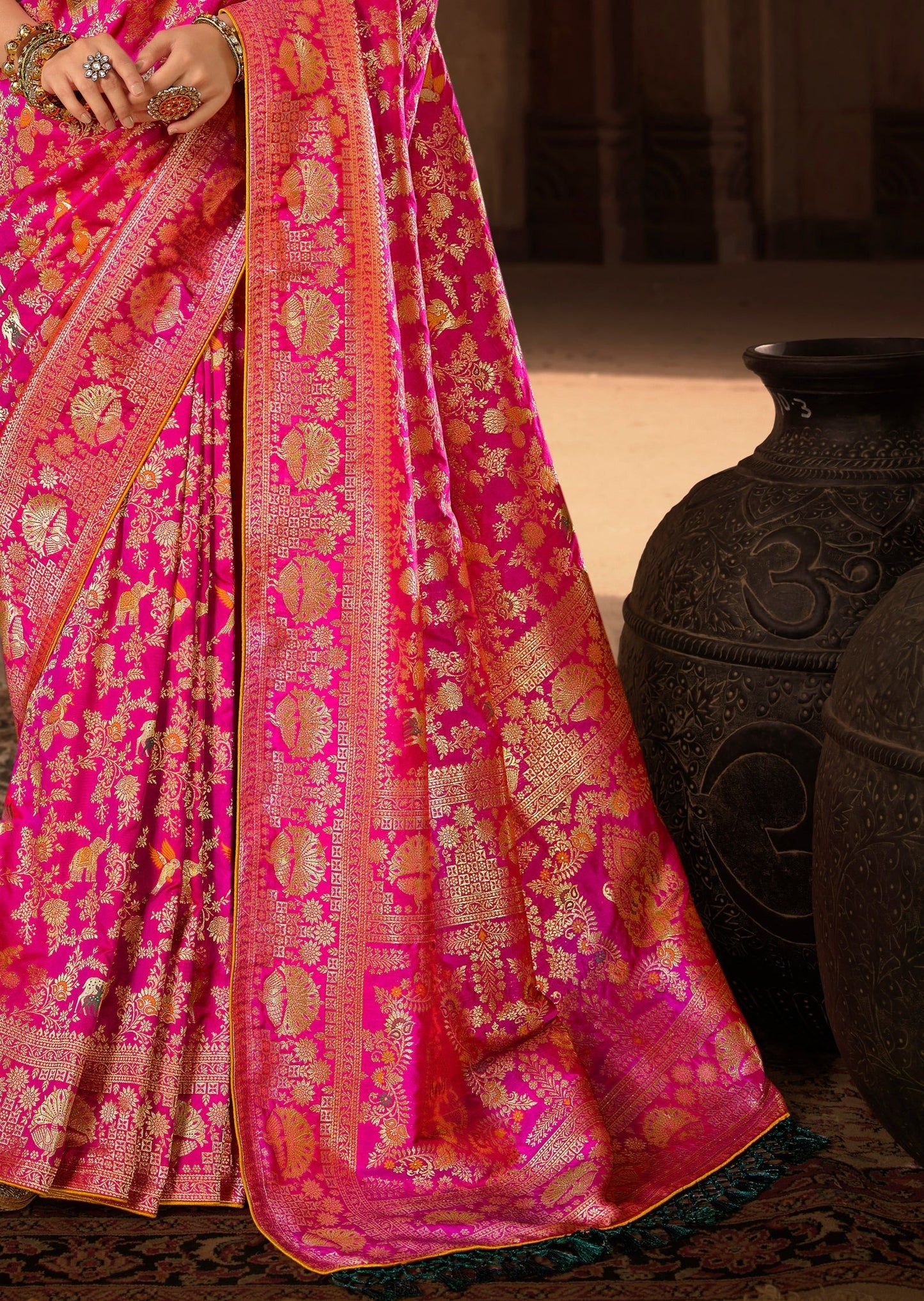 Rani Pink Banarasi Patola Silk Saree