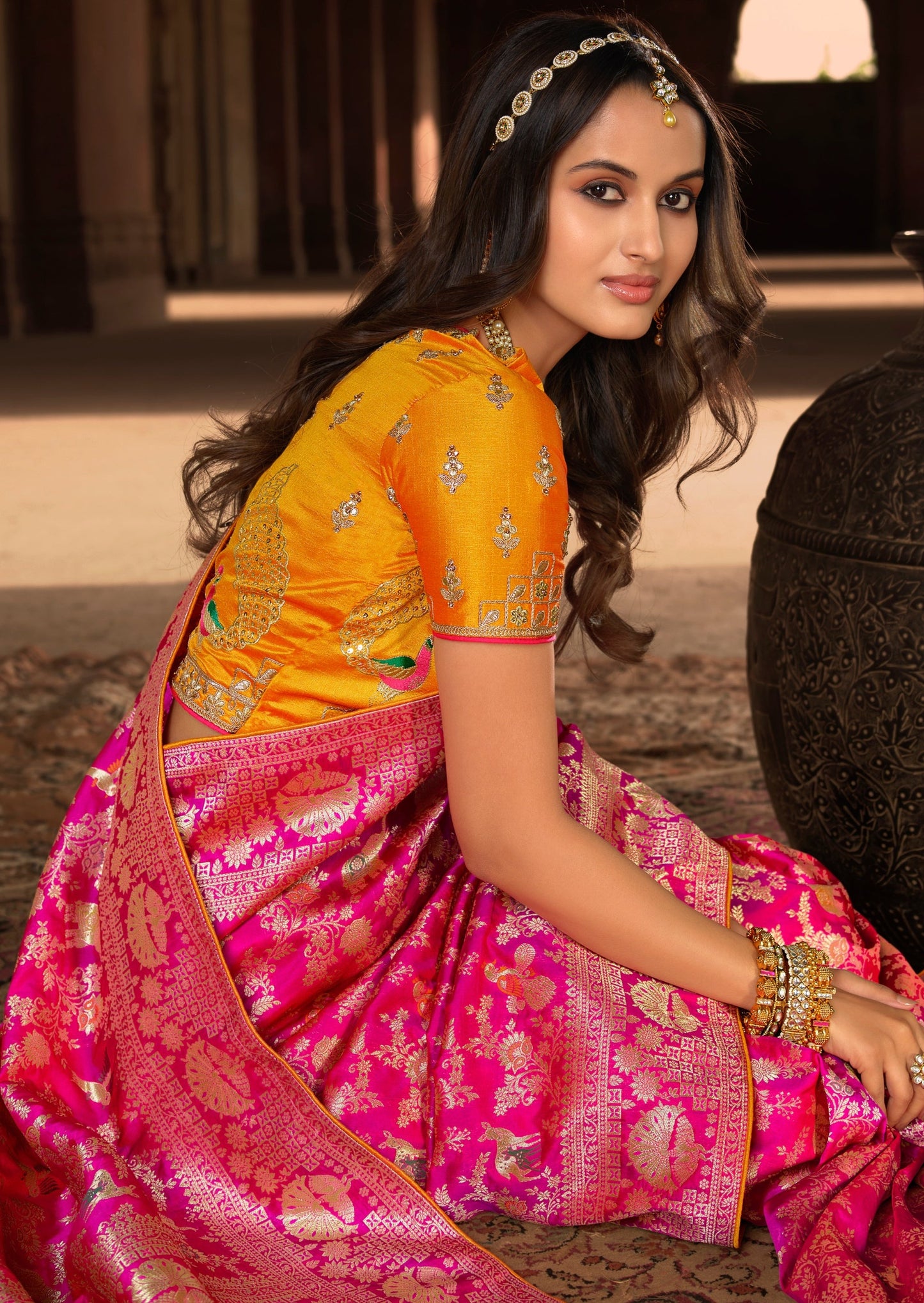 Rani Pink Banarasi Patola Silk Saree