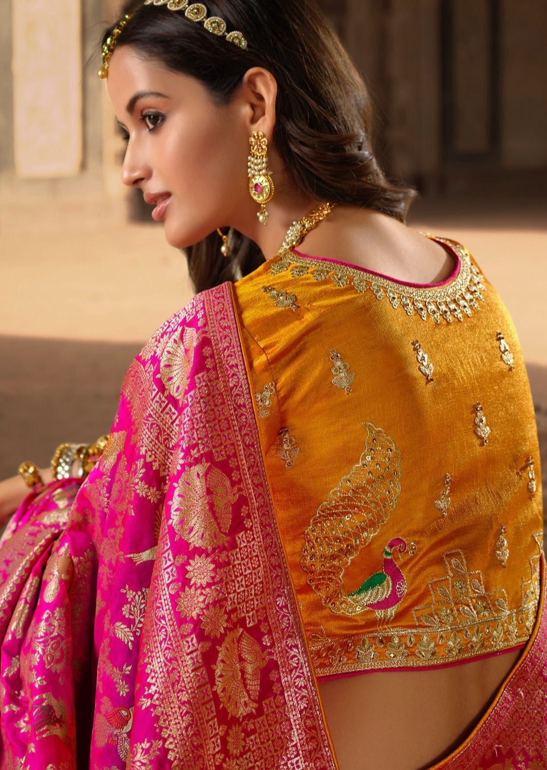 Rani Pink Banarasi Patola Silk Saree