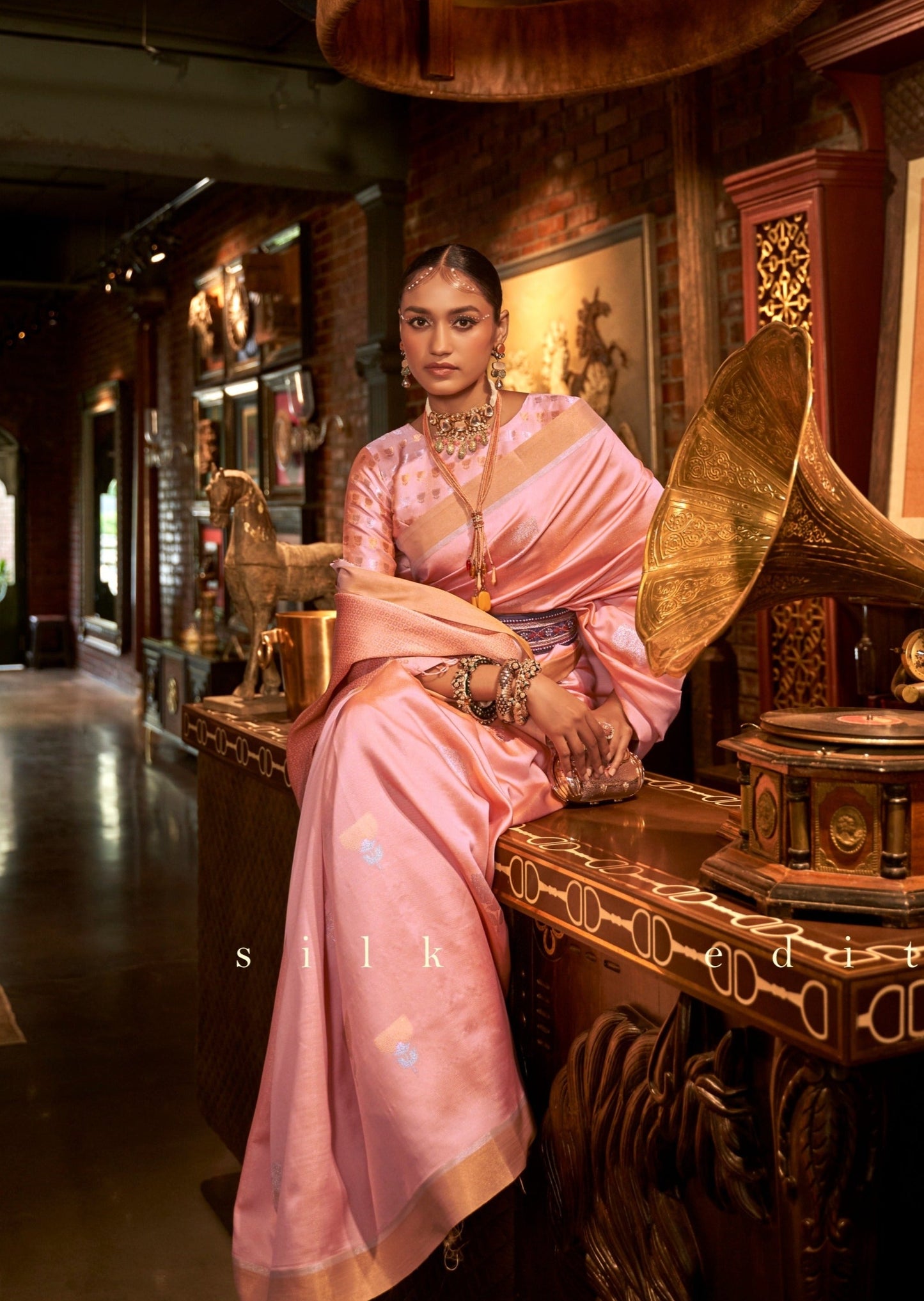 Katan Silk Banarasi Handloom Pink Zari Saree