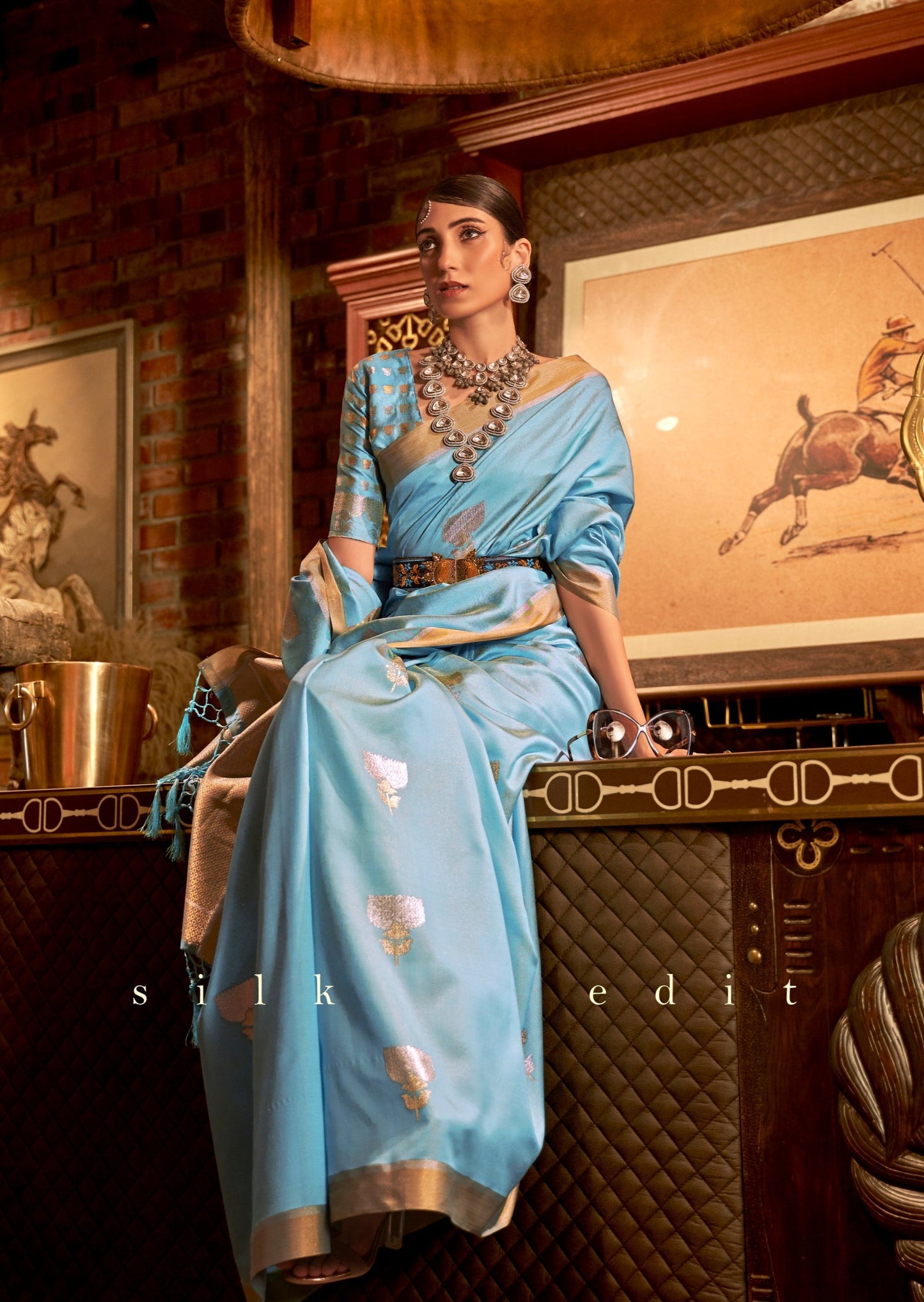 Katan Silk Banarasi Handloom Blue Zari Saree