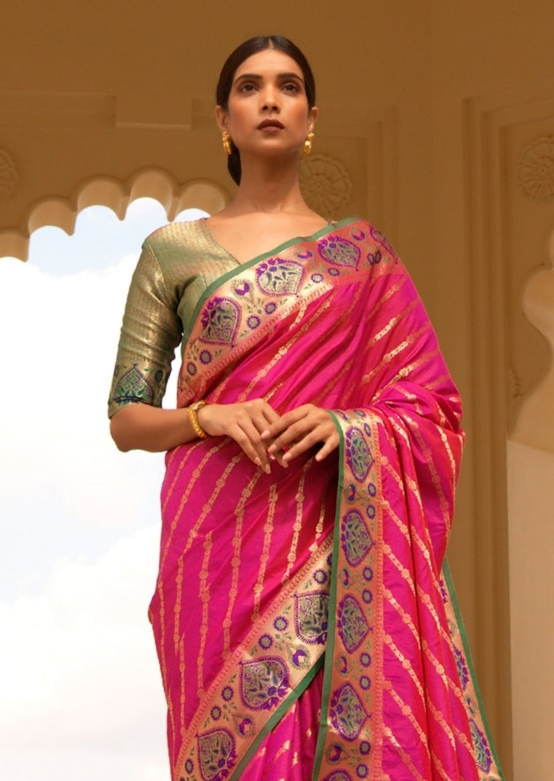 Banarasi Silk Bridal Pink Saree