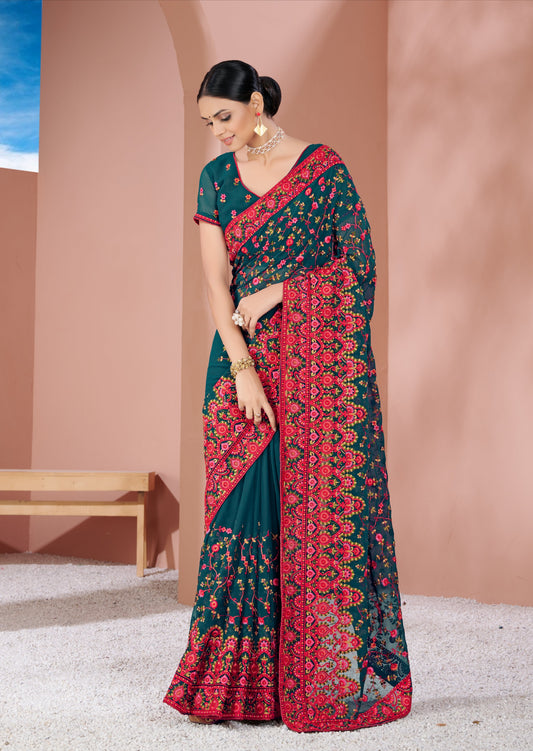 Sozani embroidery saree