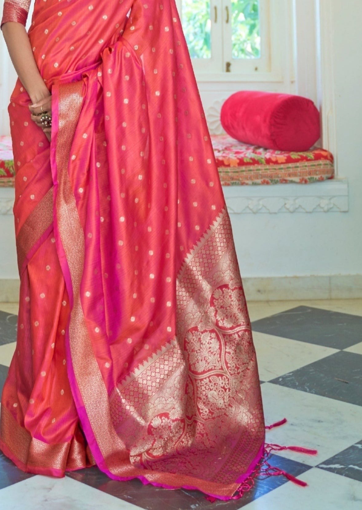 Pure Soft Silk Red Banarasi Saree