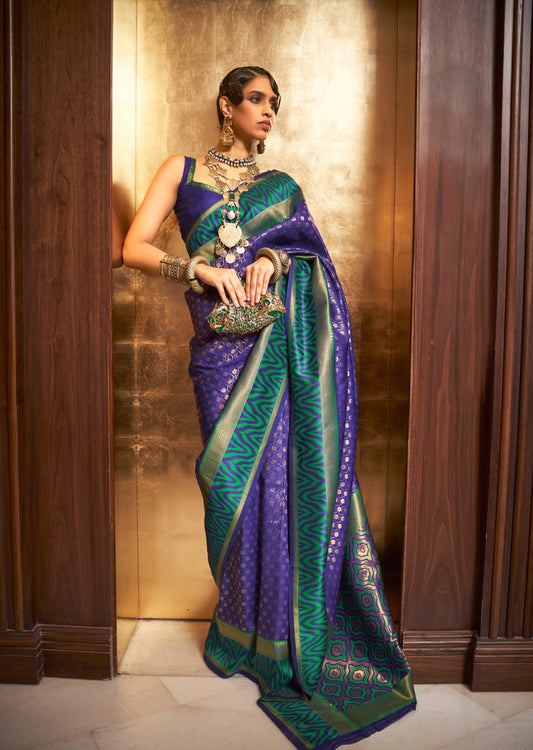 Blue kanjivaram saree for wedding in usa online shopping.