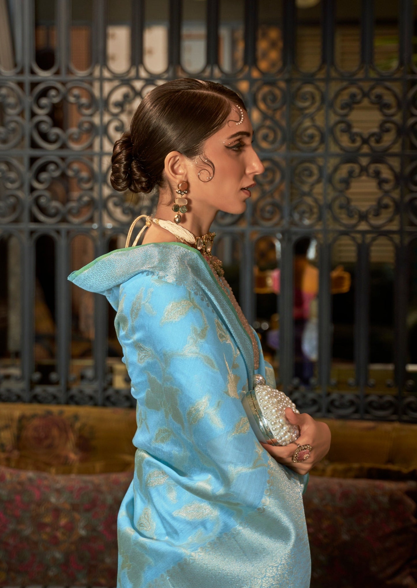Pure Handloom Weaving Blue Banarasi Silk Zari Saree