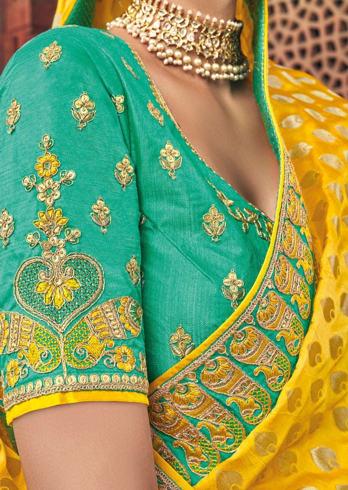 Bridal Banarasi Silk Yellow Embroidered Saree