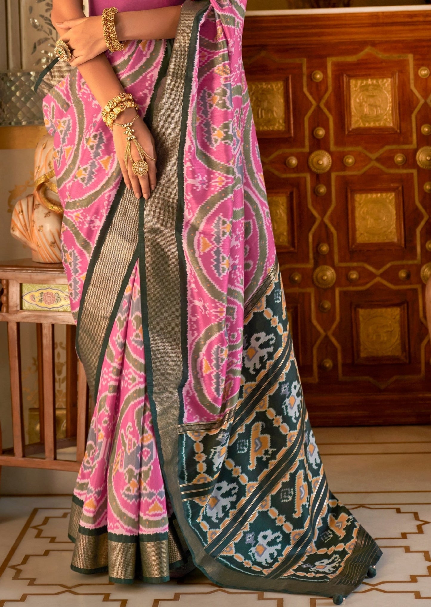 Patola Silk Ikat Pink Saree