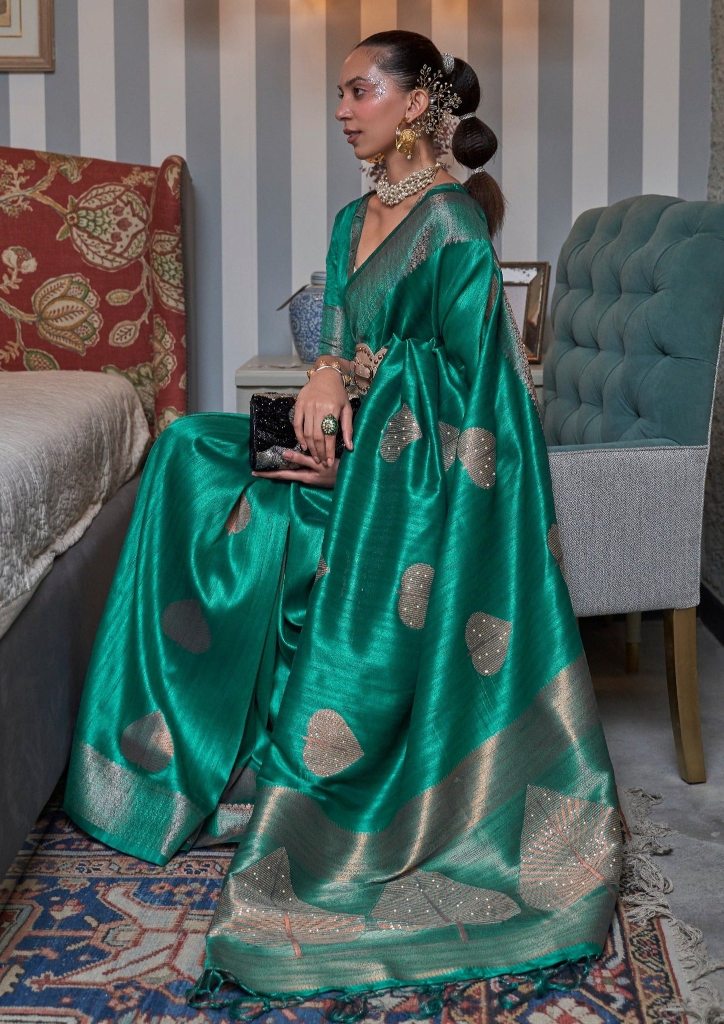 Silk saree with sequins work