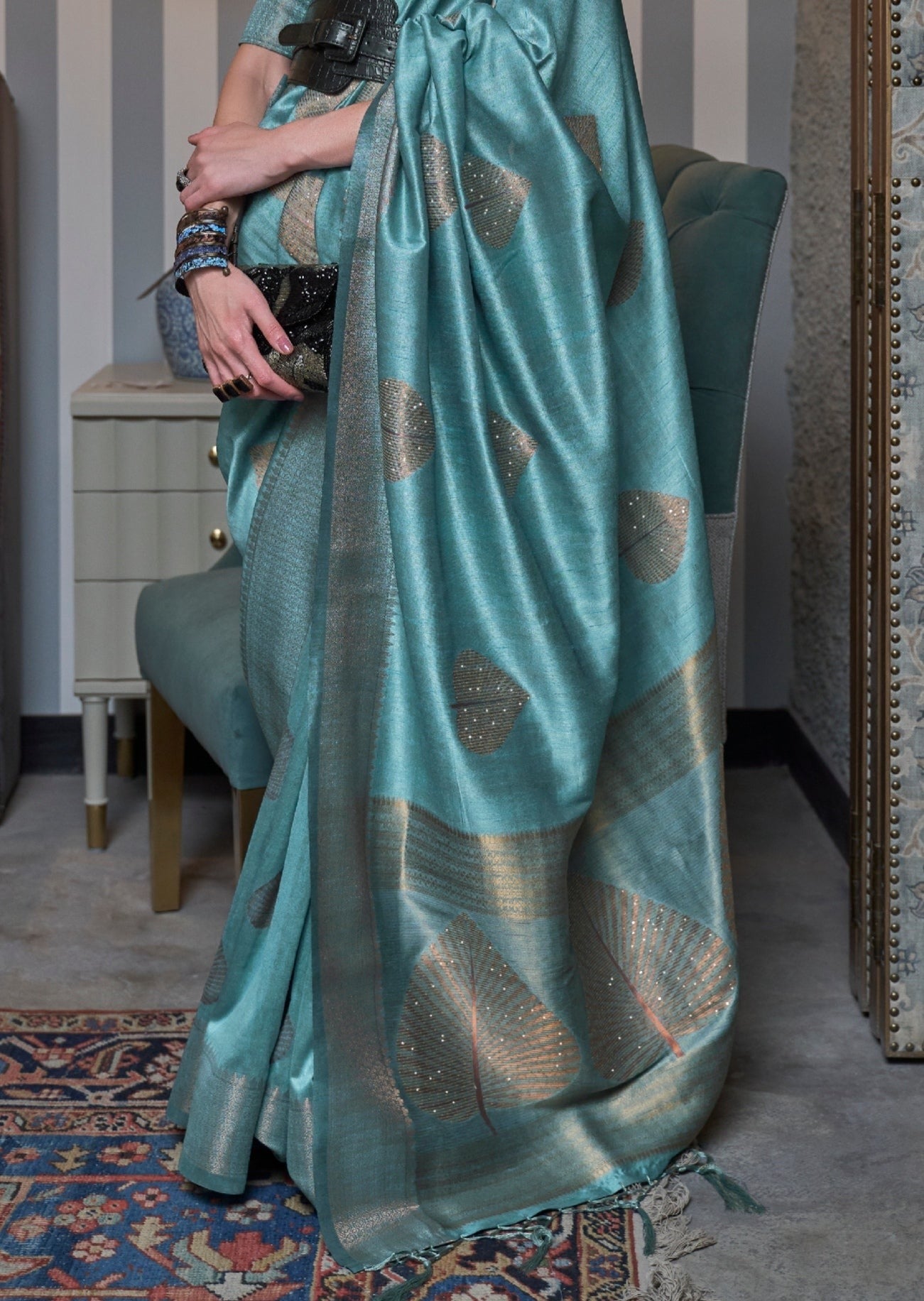 Pure Banarasi Silk Zari & Sequins Work Saree