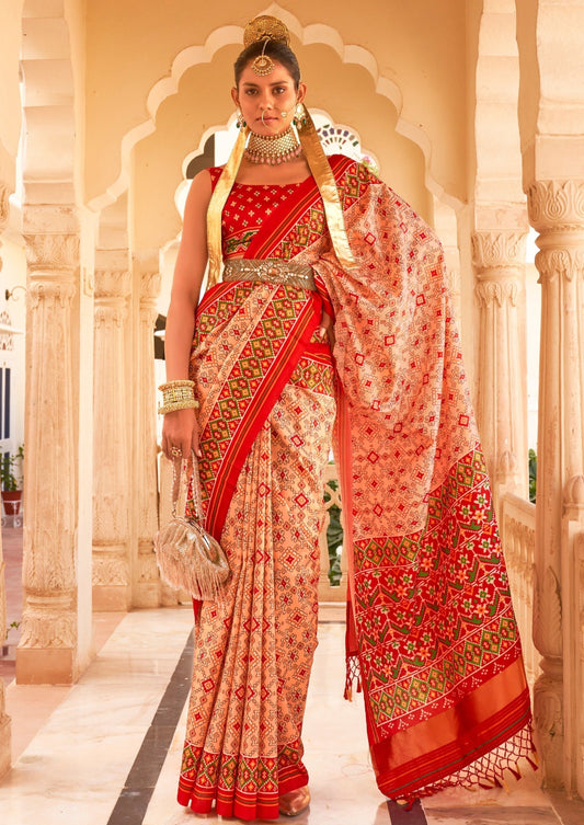 Cream Patola saree