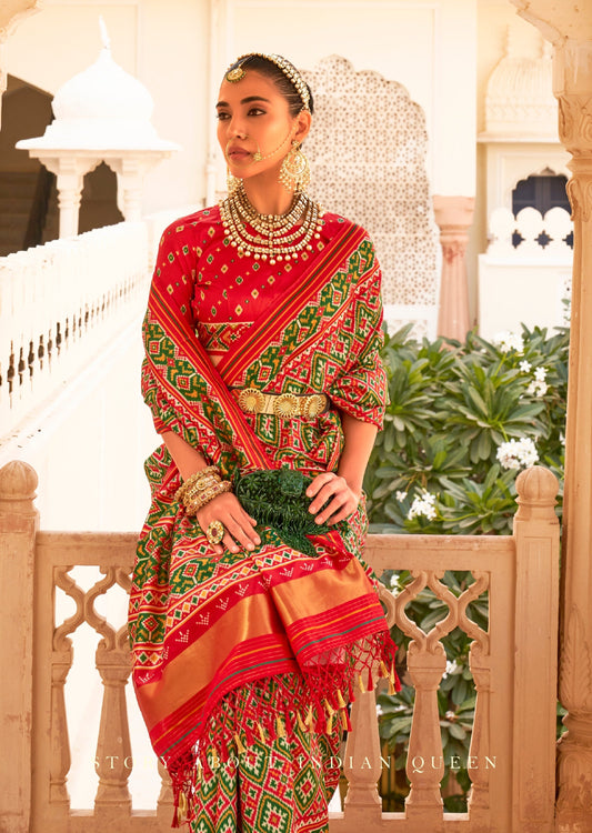 Dark Green Patola Saree