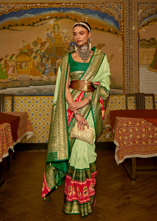Pista Green Patola Saree
