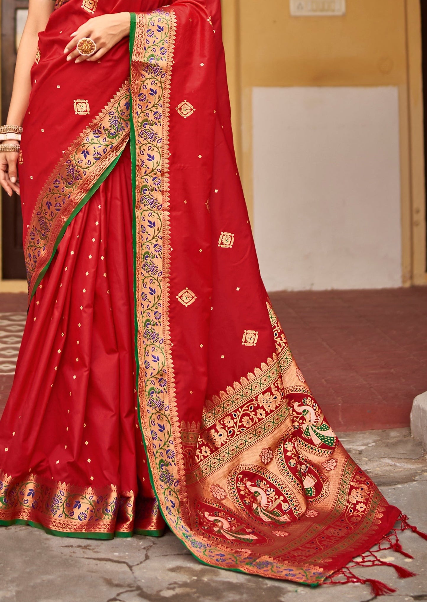 Pure Silk Weaving Red Saree