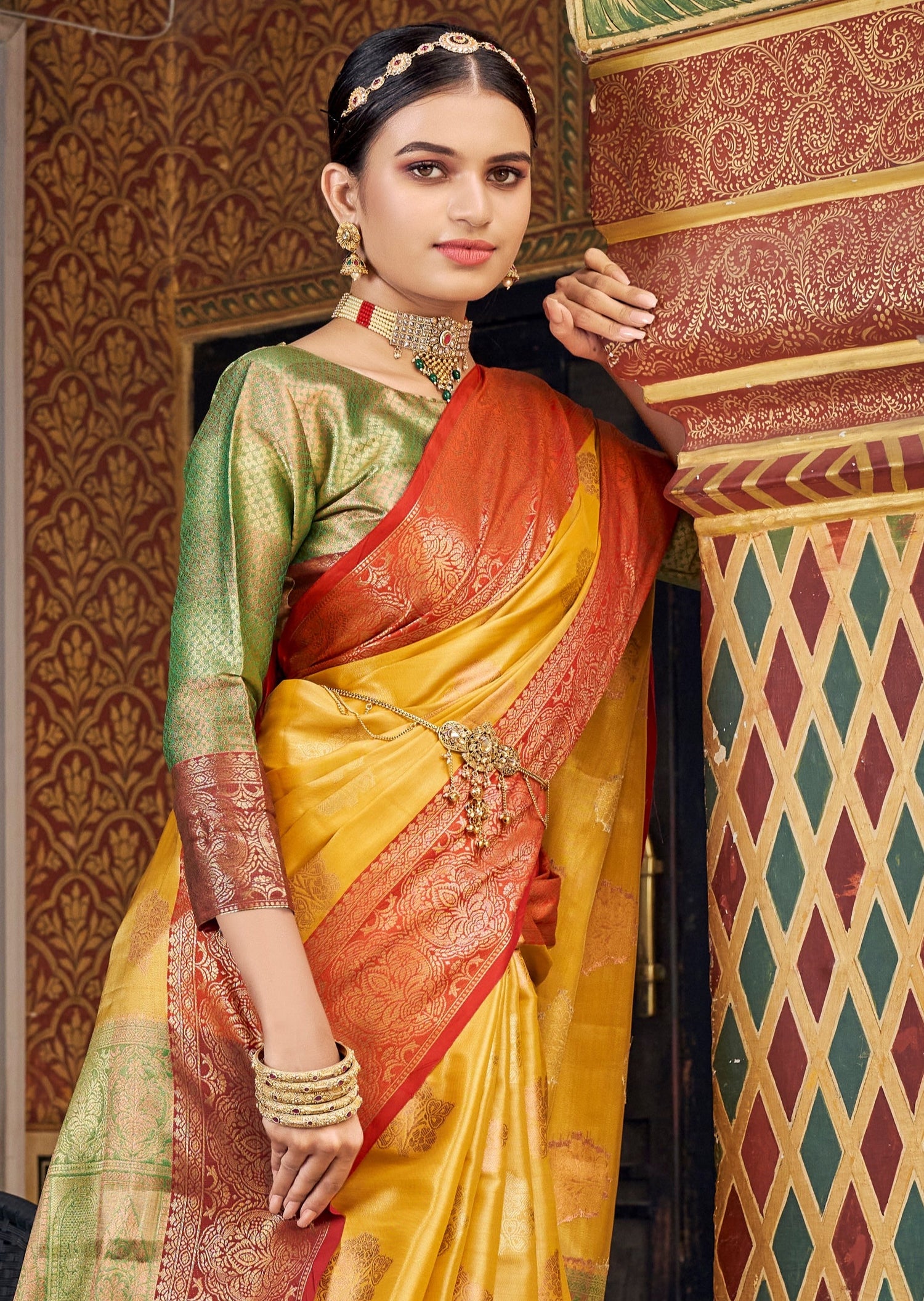 Pure Banarasi Handloom Yellow Tissue Silk Saree – Sunasa