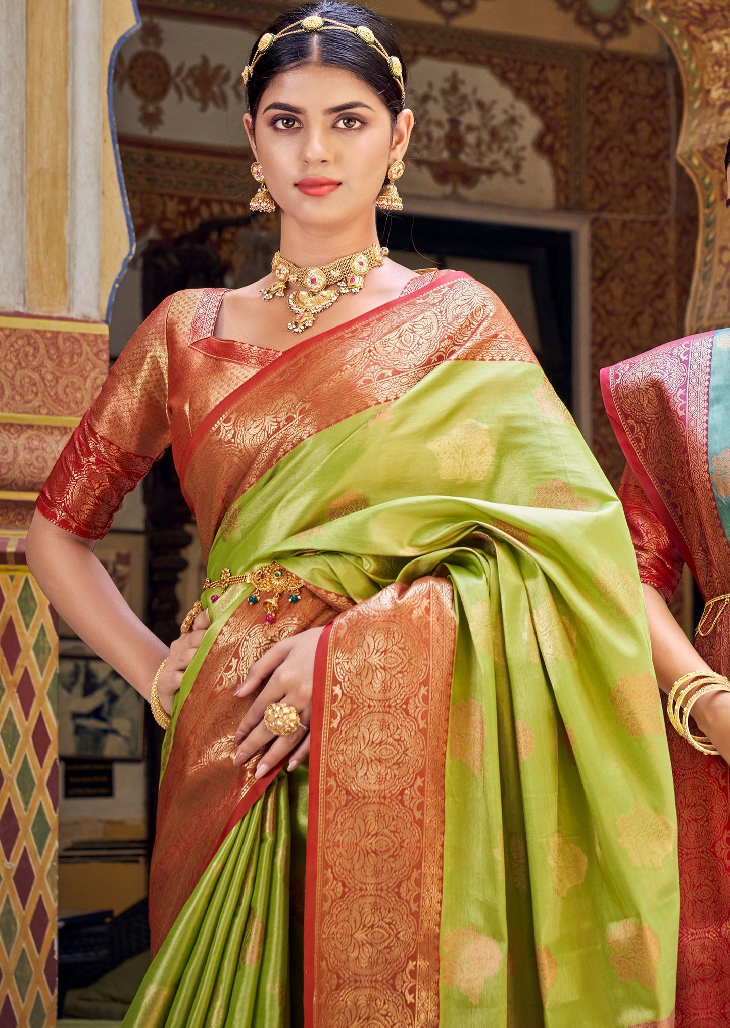 Handloom Banarasi Tissue Silk Saree (Green)