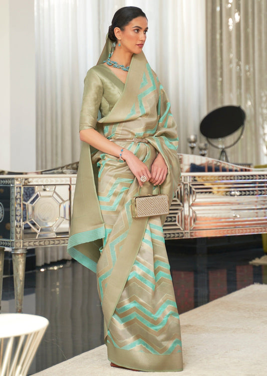 Pure Organza Blue Handloom Saree