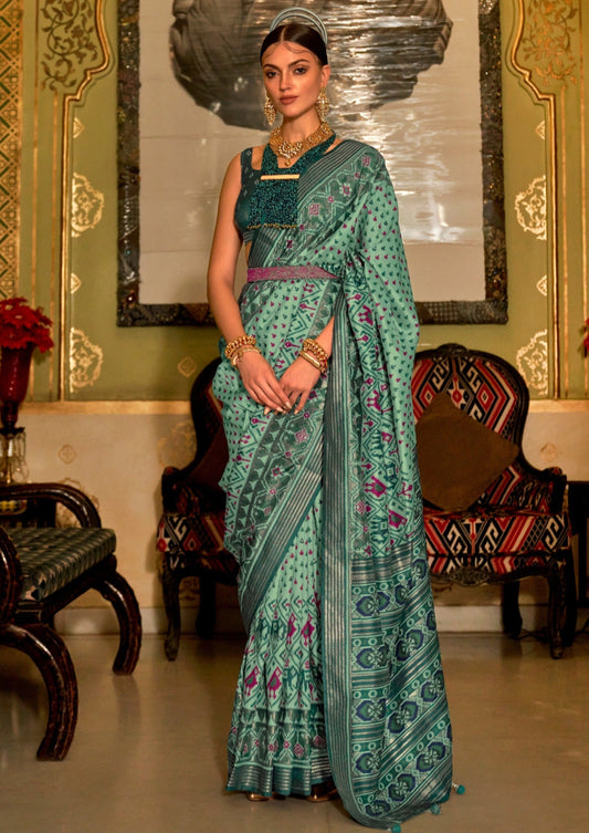 Mint Green Patola Silk Saree
