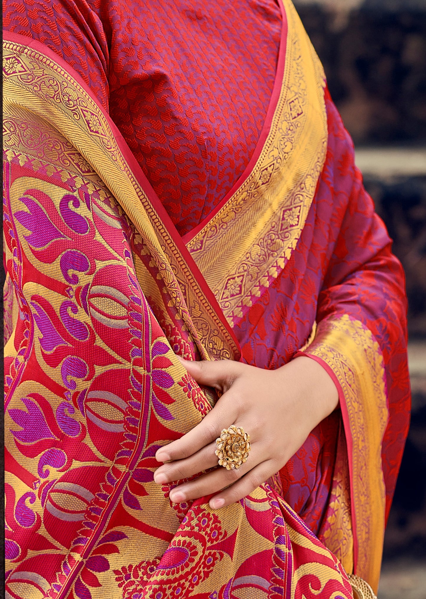 Banarasi Silk Red Zari Woven Bridal Saree