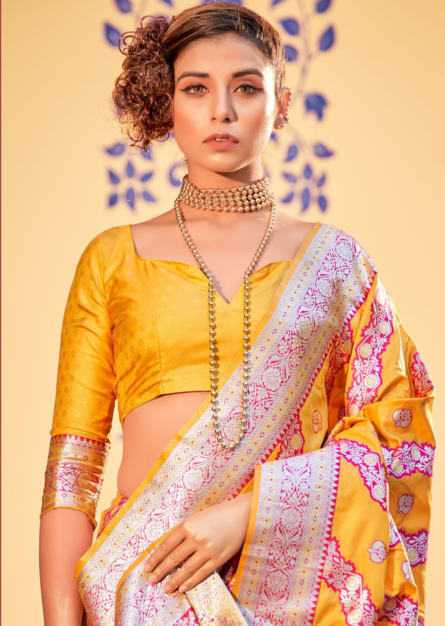 Yellow saree for haldi ceremony online shopping.