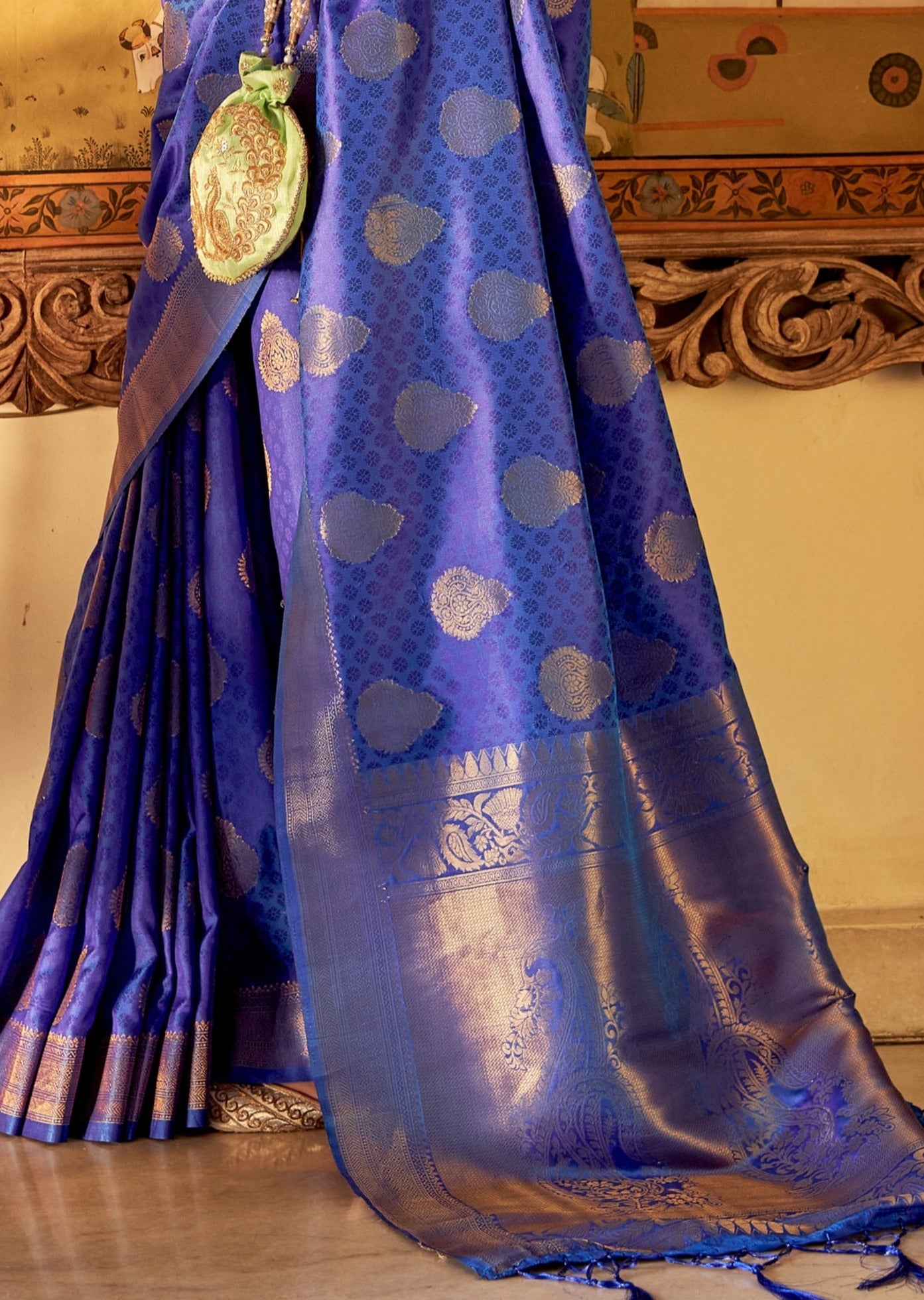 Katan Silk Blue Banarasi Saree