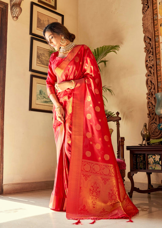 Red Banarasi Silk Handloom saree