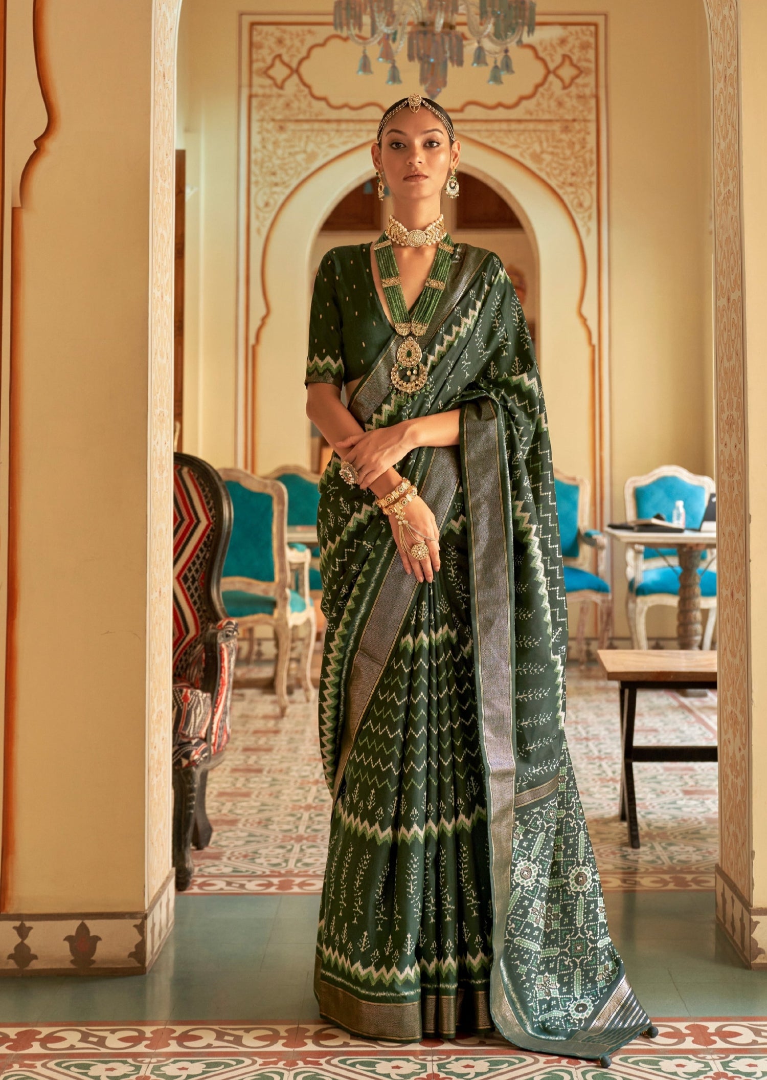 Bollywood Designer Patola Silk Sarees for Women Green Yellow - Etsy