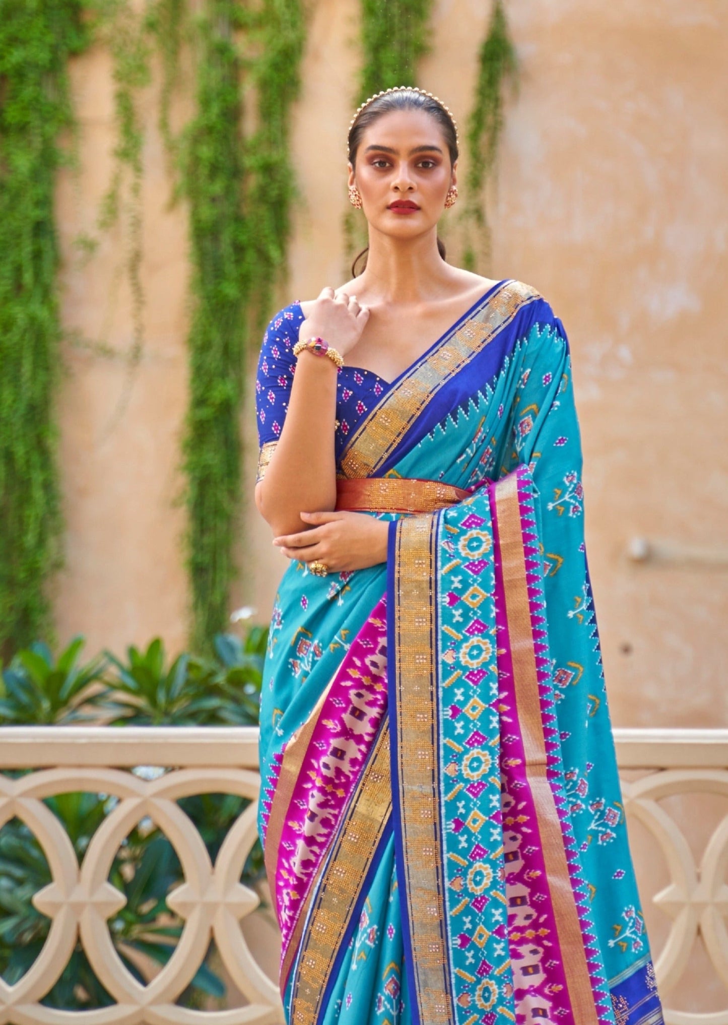 Blue Patola silk saree online