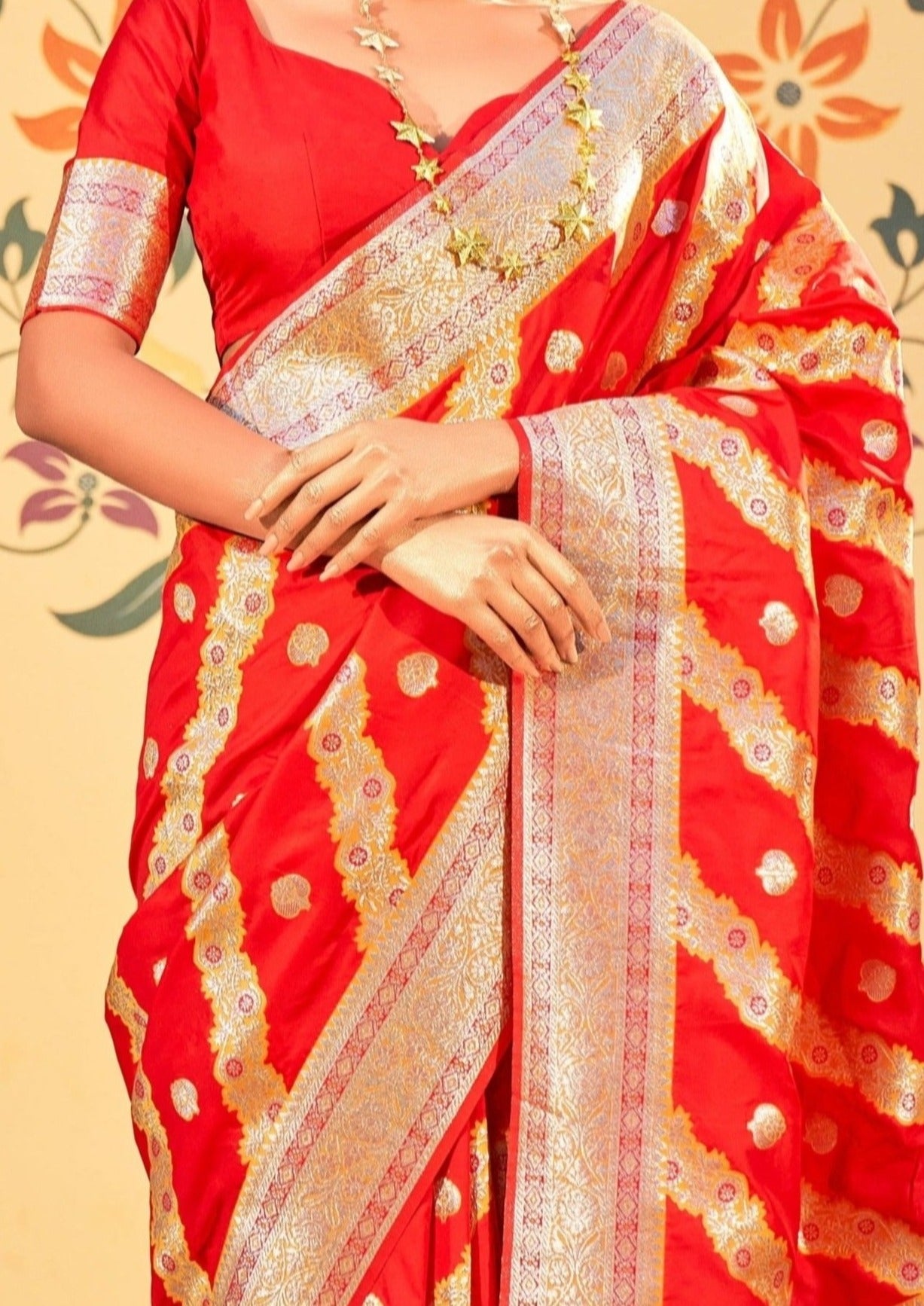 Pure katan banarasi silk handloom red saree online shopping with price.
