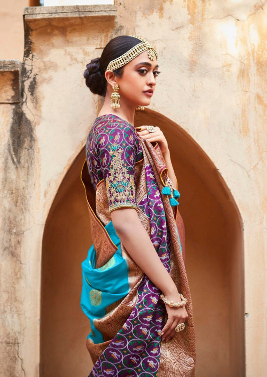 Banarasi Patola Silk Turquoise Blue Saree