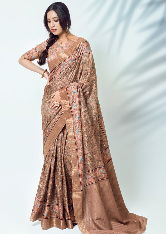Ajrakh saree modal silk