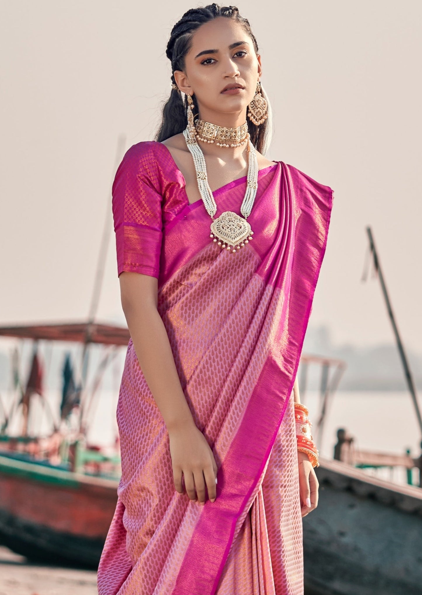 Blush Pink Pure Kanjivaram Saree