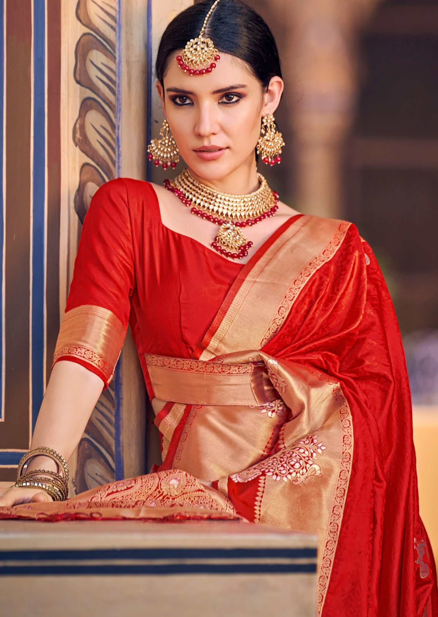 Banarasi Silk Bridal Red Saree Online Shopping For Indian Bride