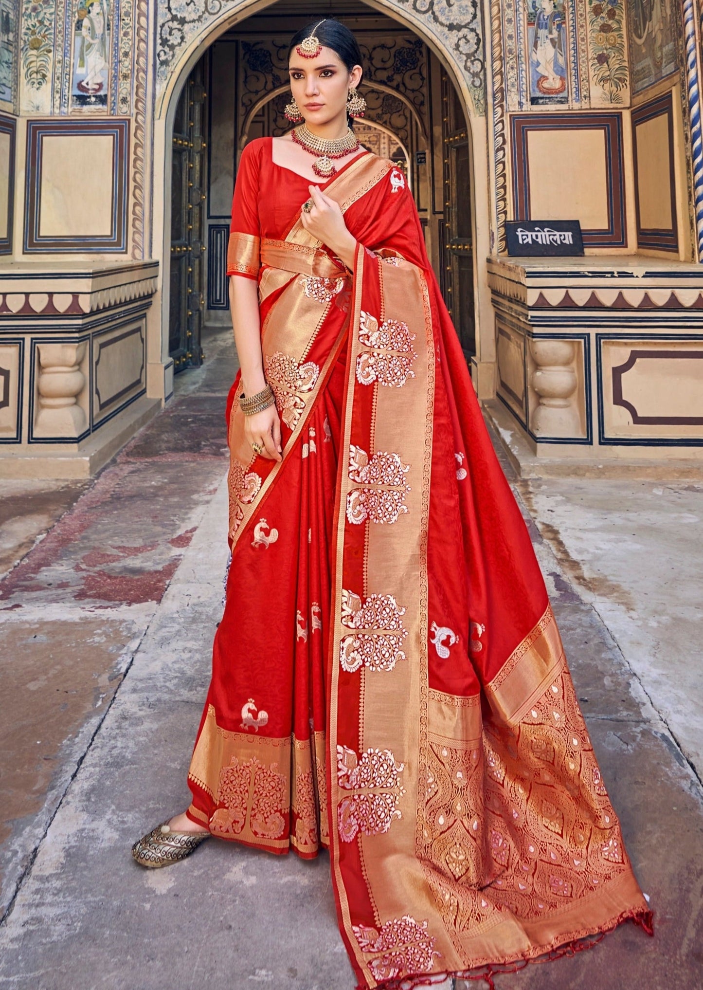 Red bridal saree online shopping for bride with price.