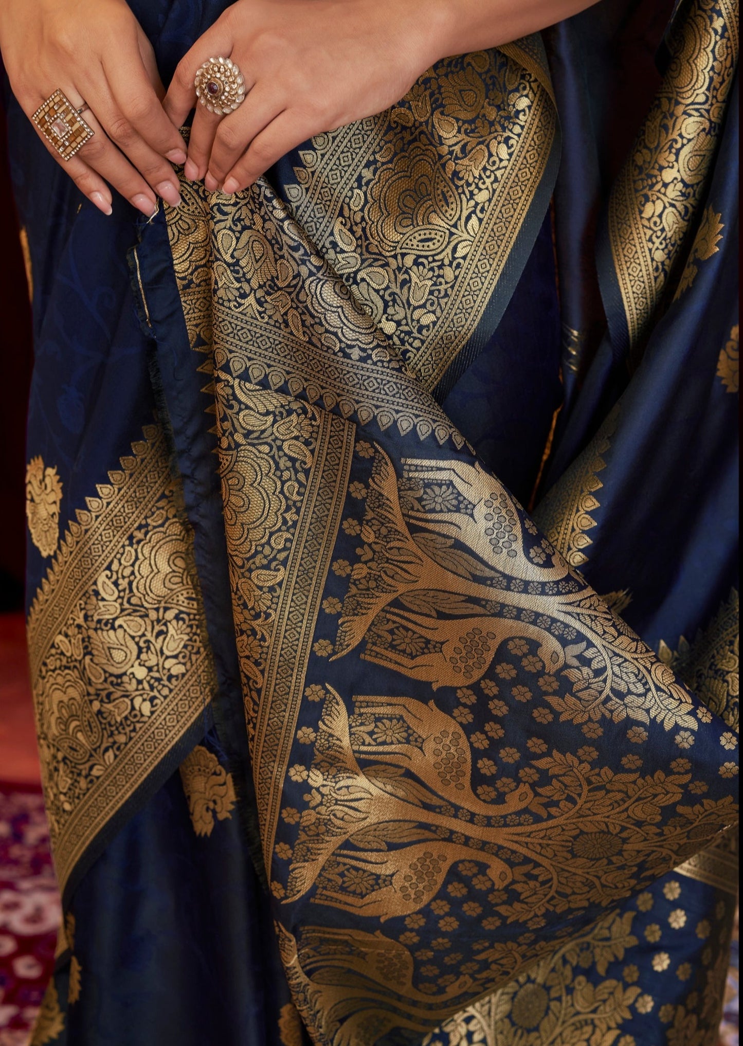 Pure Silk Weaving Blue Handloom Banarasi Saree