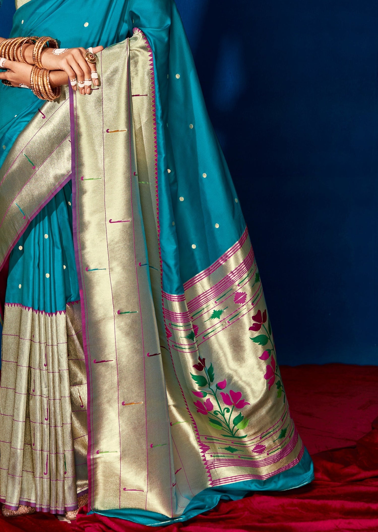 Sapphire  Desi wear, Raw silk saree, Blue saree