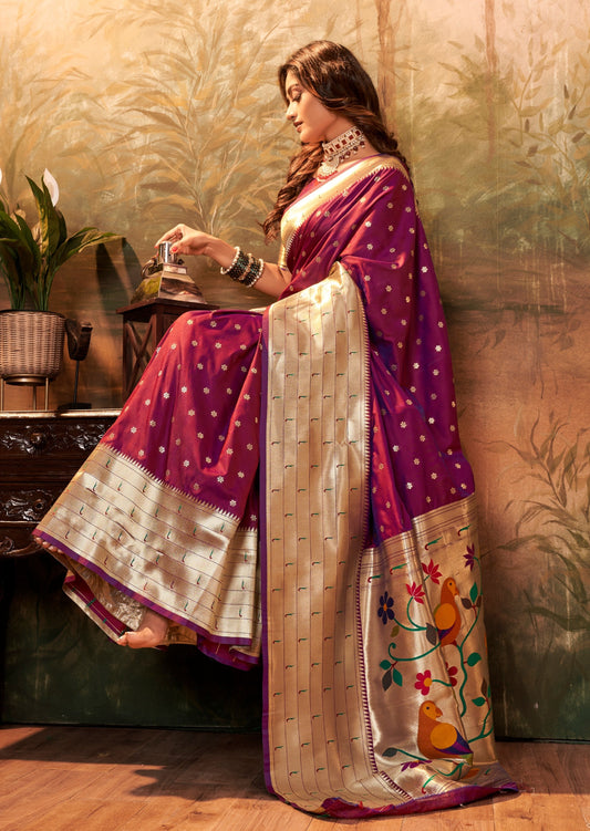 Maroon Paithani Saree