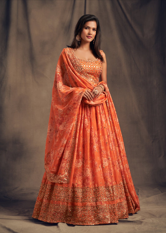 Orange organza lehenga usa uk online shopping for bridesmaids.