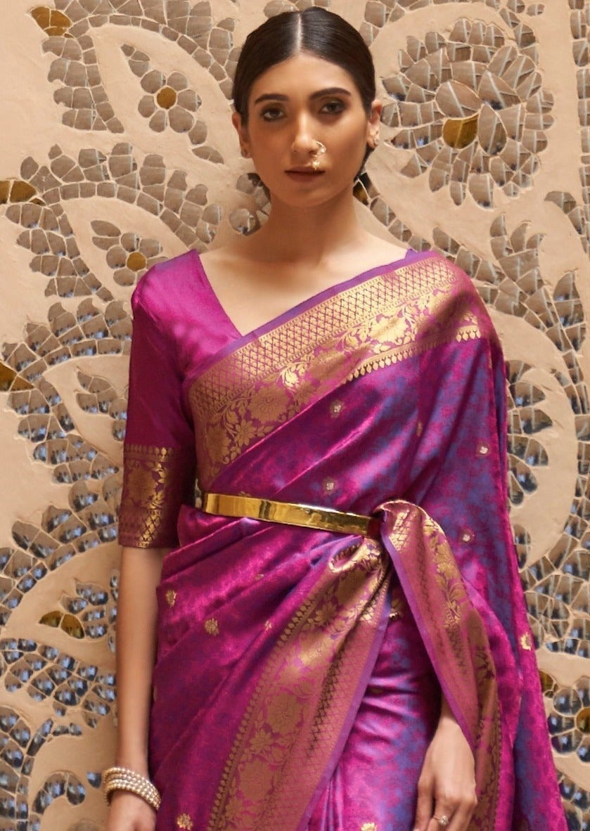 Magenta pink kanjivaram silk handloom saree online with price.